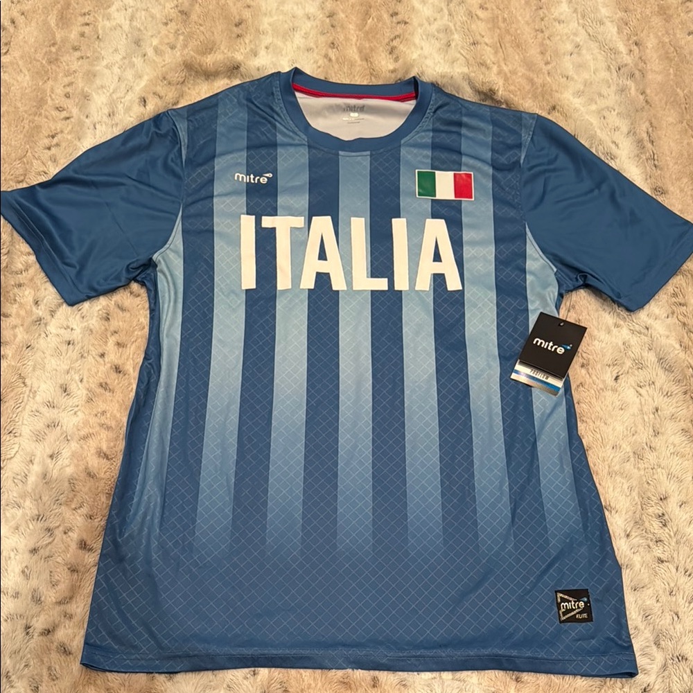Mitre Striped Blue Italia Italy Men's Jersey